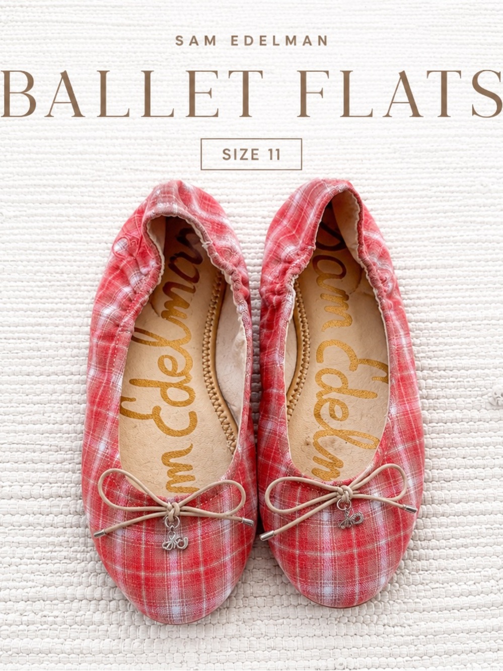 Sam Edelman Felicia Plaid Ballet Flats Pink Plaid Size 3